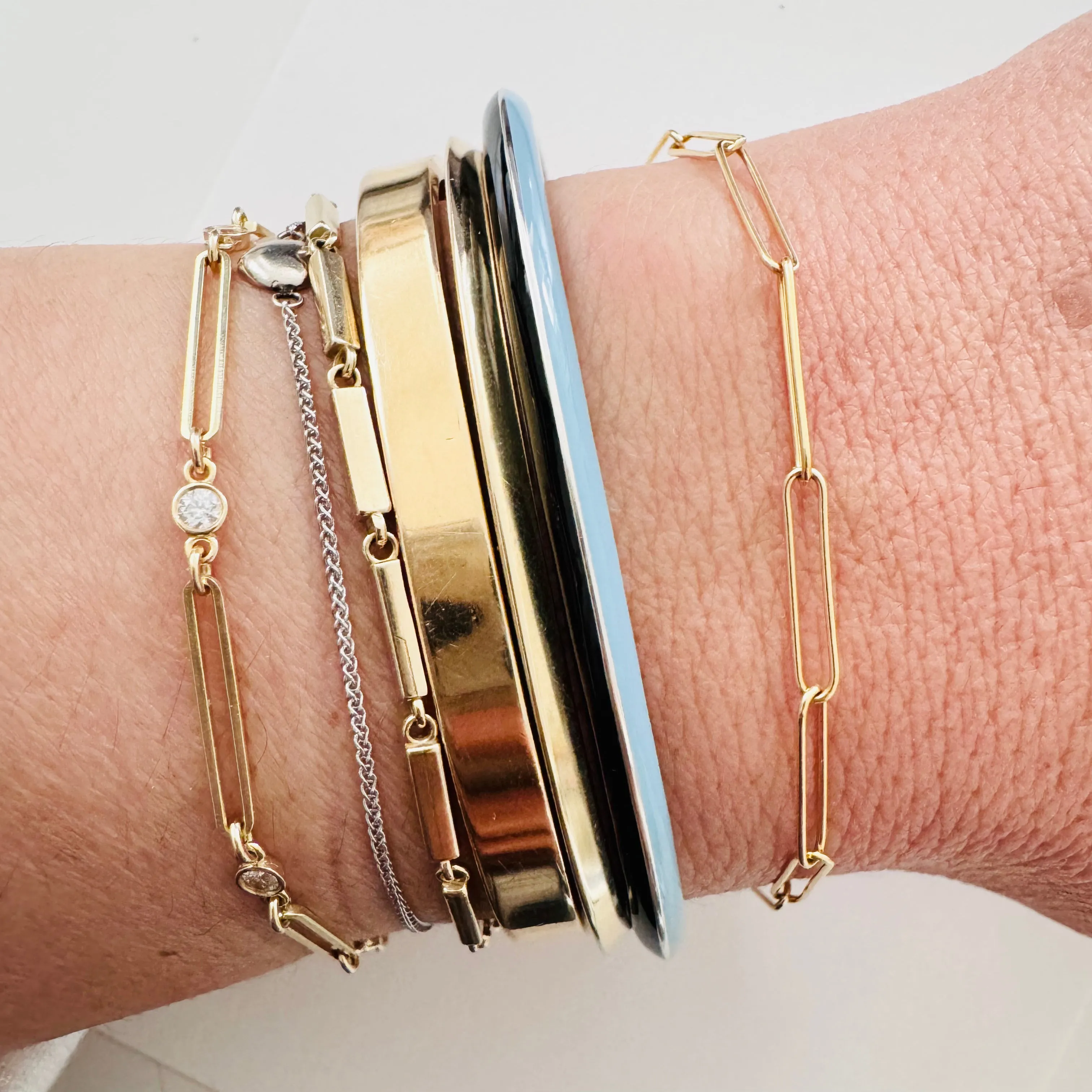 14K Yellow Paper Clip Chain Bracelet