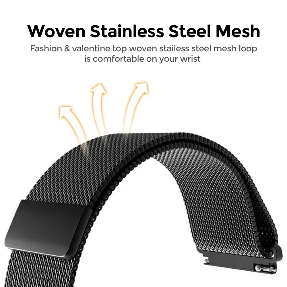 20mm Samsung Galaxy Watch 4 | Milanese Watch Band Strap  | Black