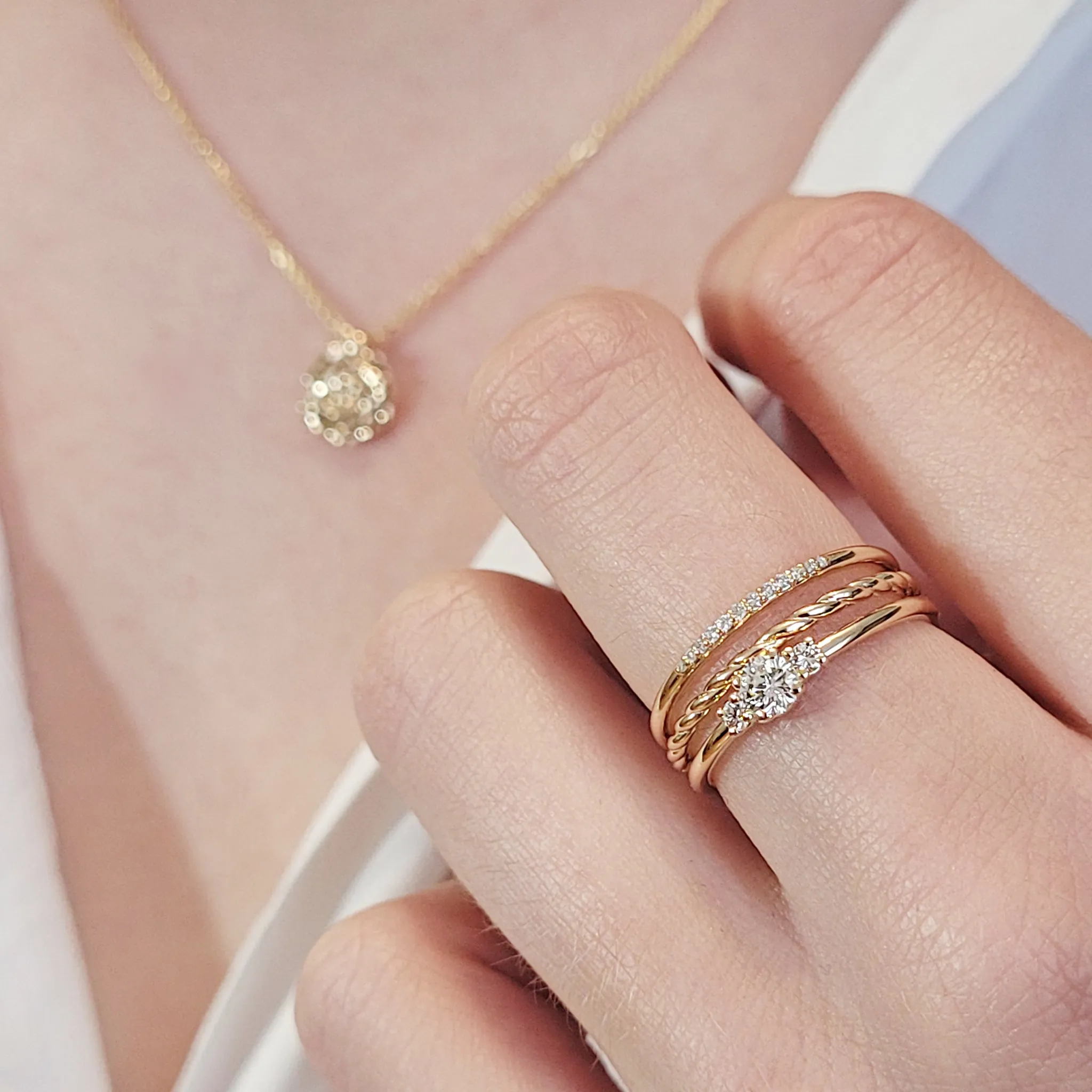 3 Ring Stackable Set- Diamond Rings