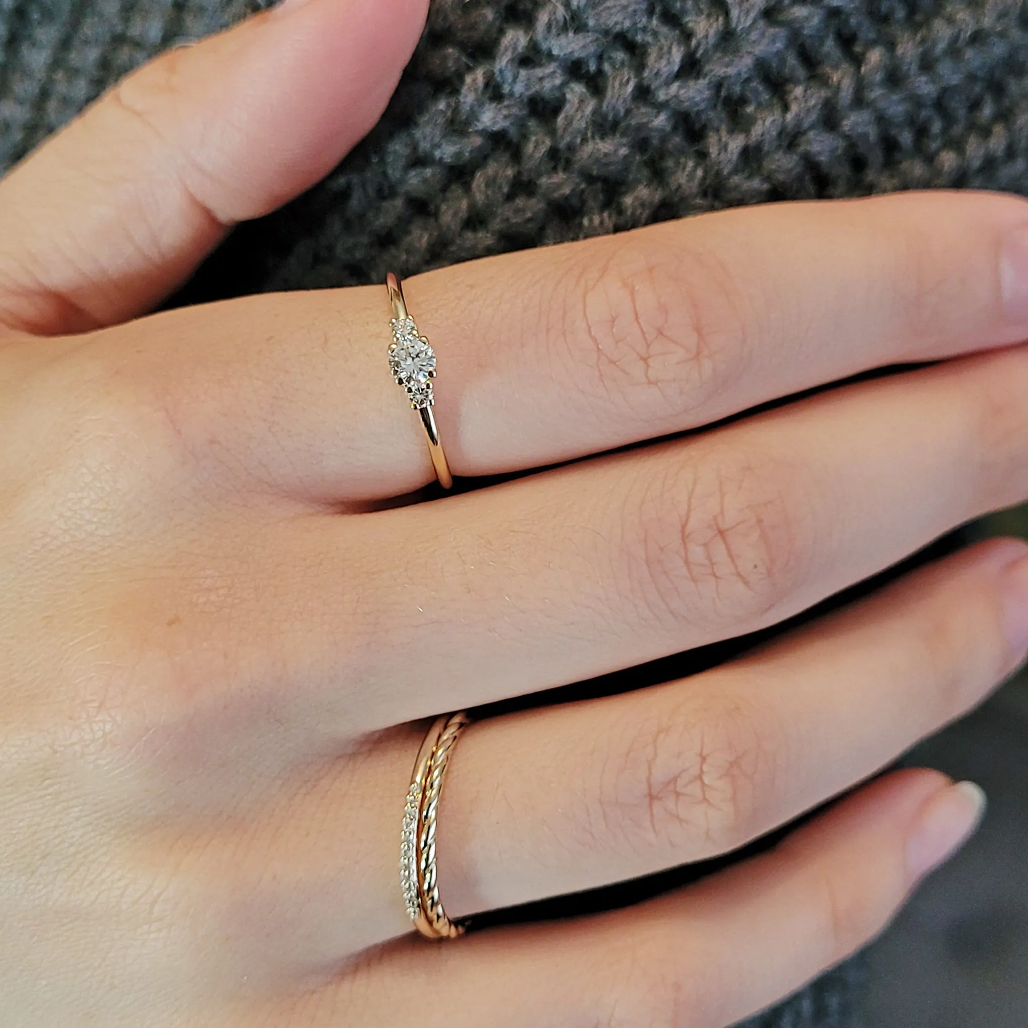 3 Ring Stackable Set- Diamond Rings