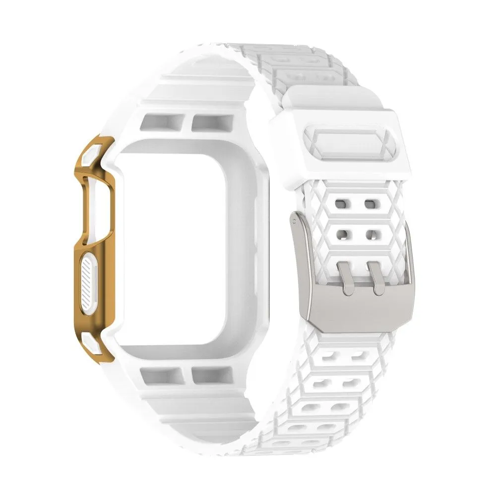 Apple Watch (41mm) color contrast watch strap    protective case - White / Gold