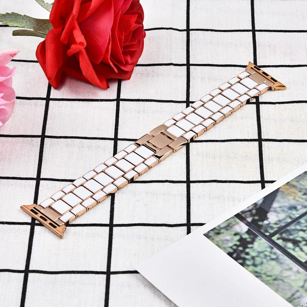 Apple Watch (45mm) 3 bead fashionable watch strap - White / Gold