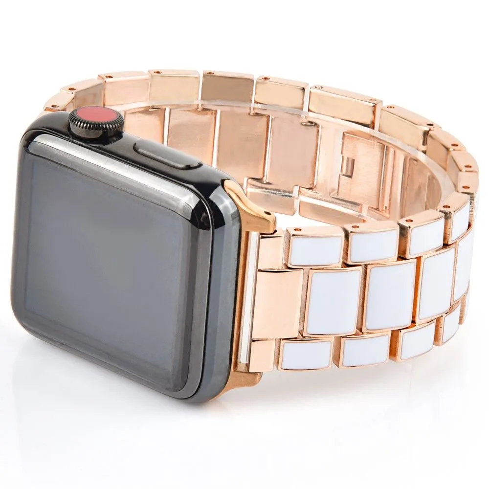 Apple Watch (45mm) 3 bead fashionable watch strap - White / Gold