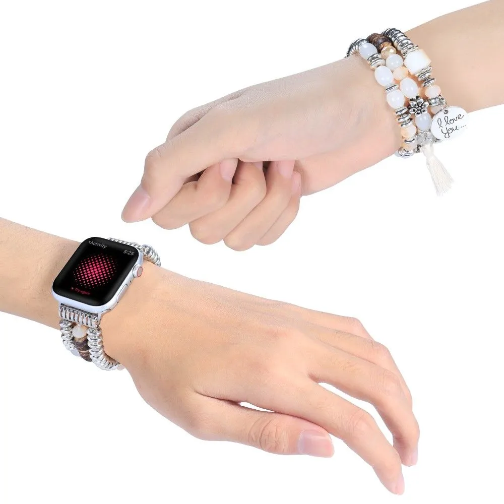 Apple Watch (45mm) tassel pearls décor watch strap - White