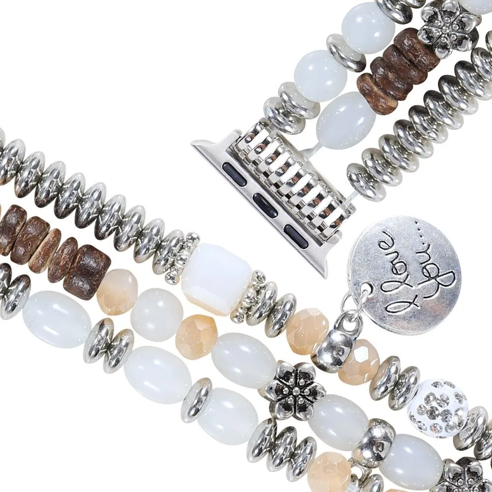 Apple Watch (45mm) tassel pearls décor watch strap - White
