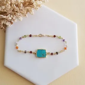 Boho Beaded Chain Bracelet with Turquoise