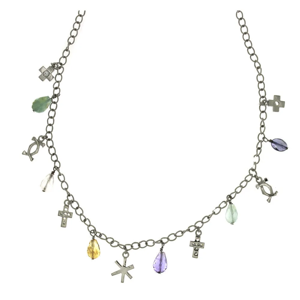 CHAIN CHARM DESIGN SS NECKLACE