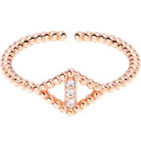 Clear Gem Textured Rhombus Rosy Adjustable Toe Ring