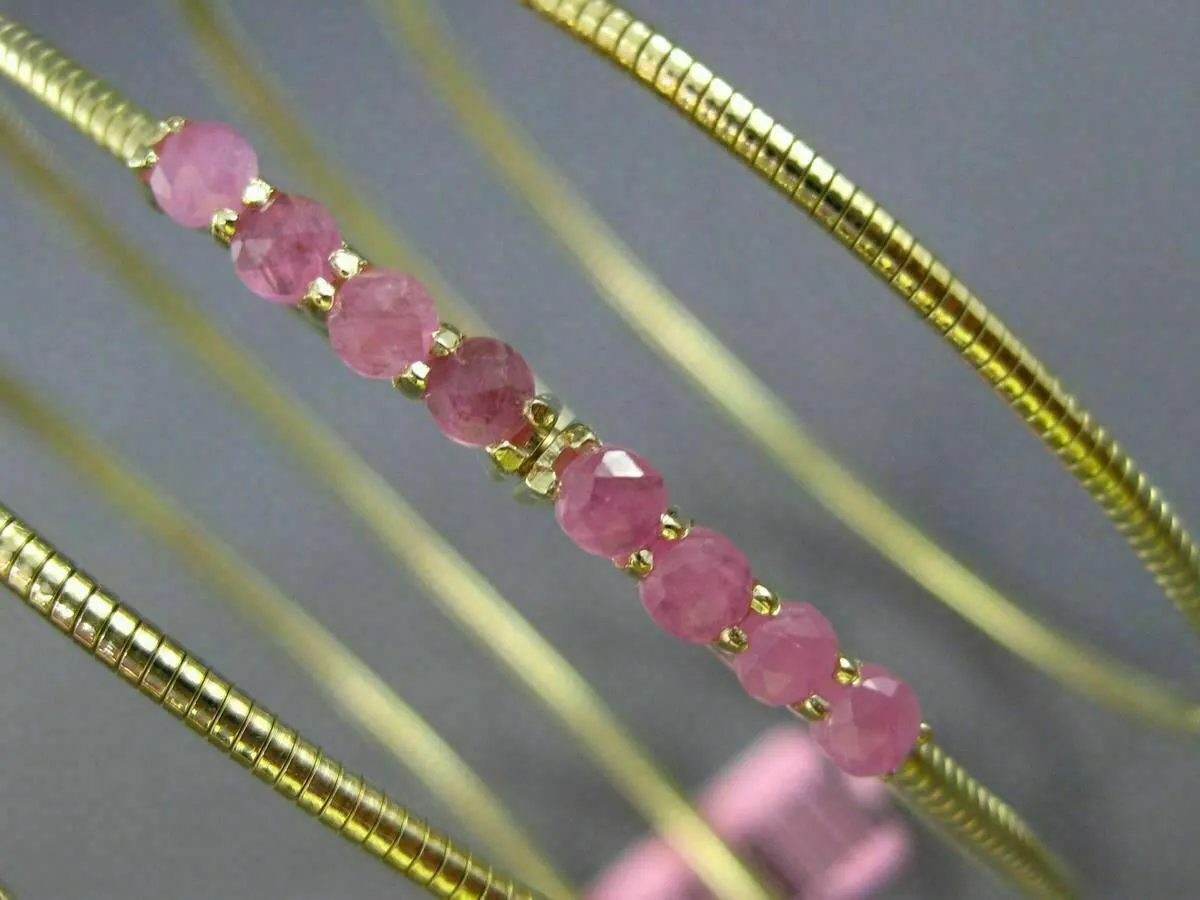 ESTATE WIDE 5.25CT AAA PINK SAPPHIRE 14KT YELLOW GOLD 3D SNAKE BANGLE BRACELET