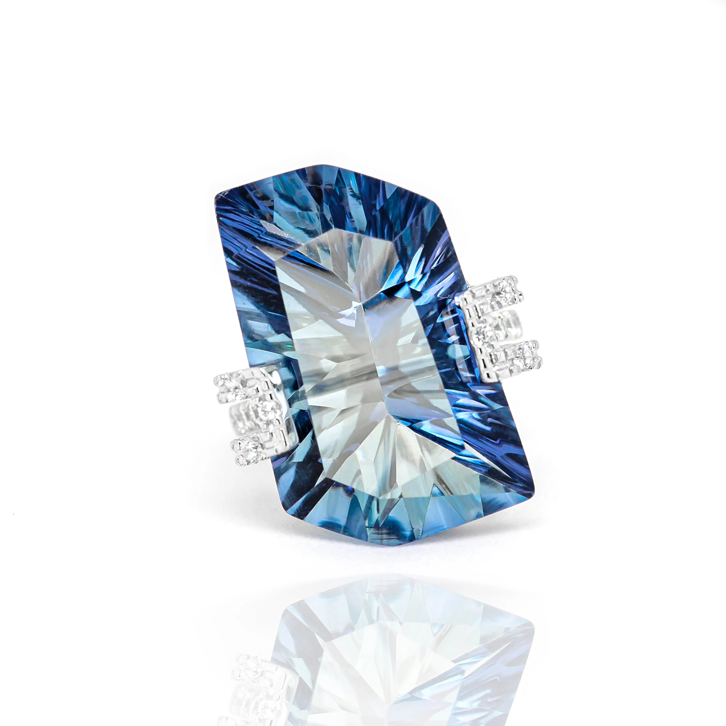 Everest Blue Quartz Ring in Sterling Silver