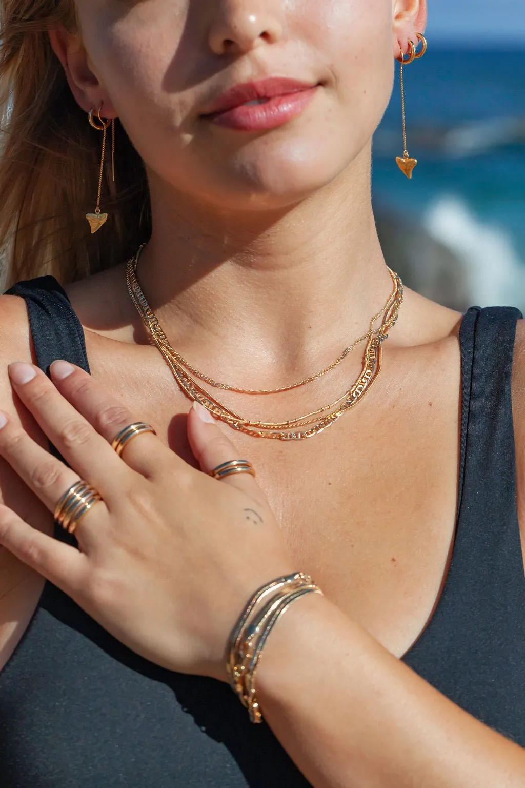 Four Gold Chain Necklace Set