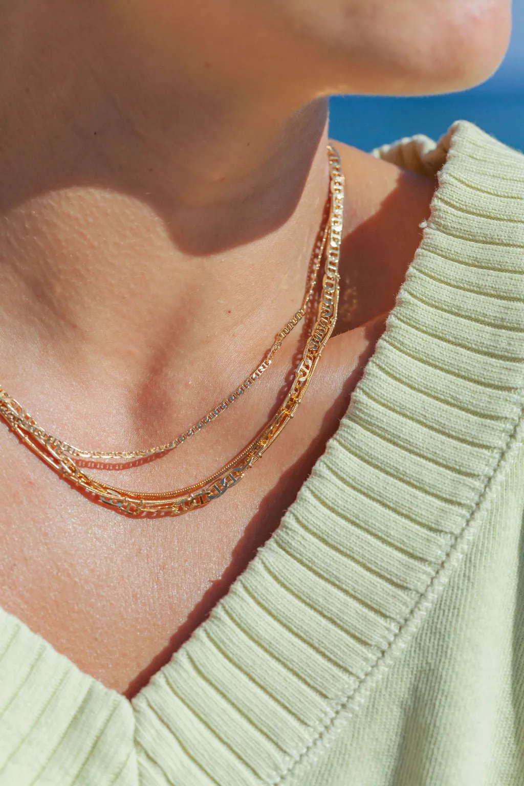 Four Gold Chain Necklace Set