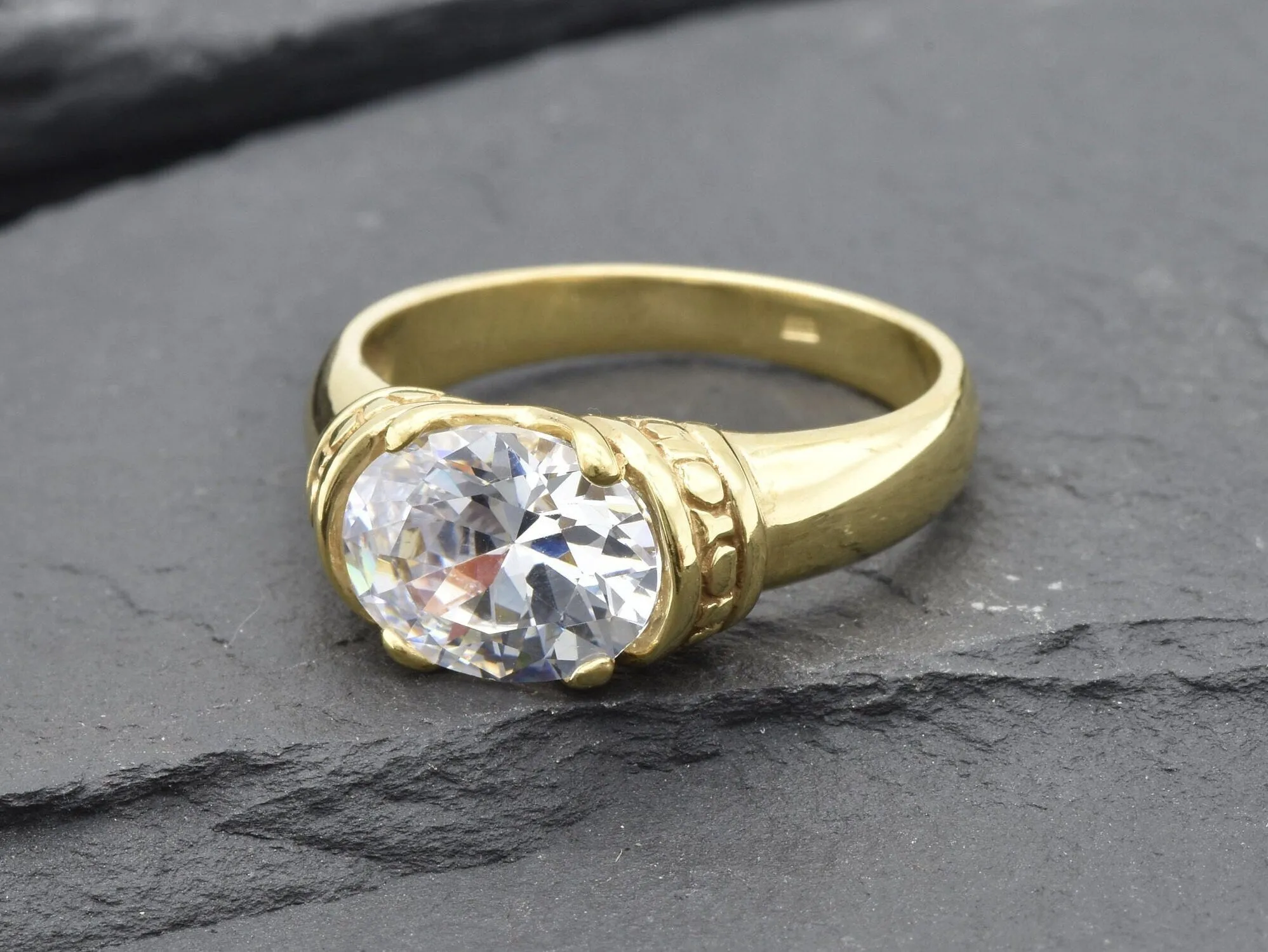 Gold Diamond Ring - Sparkly Tribal Ring - Vintage Boho Ring