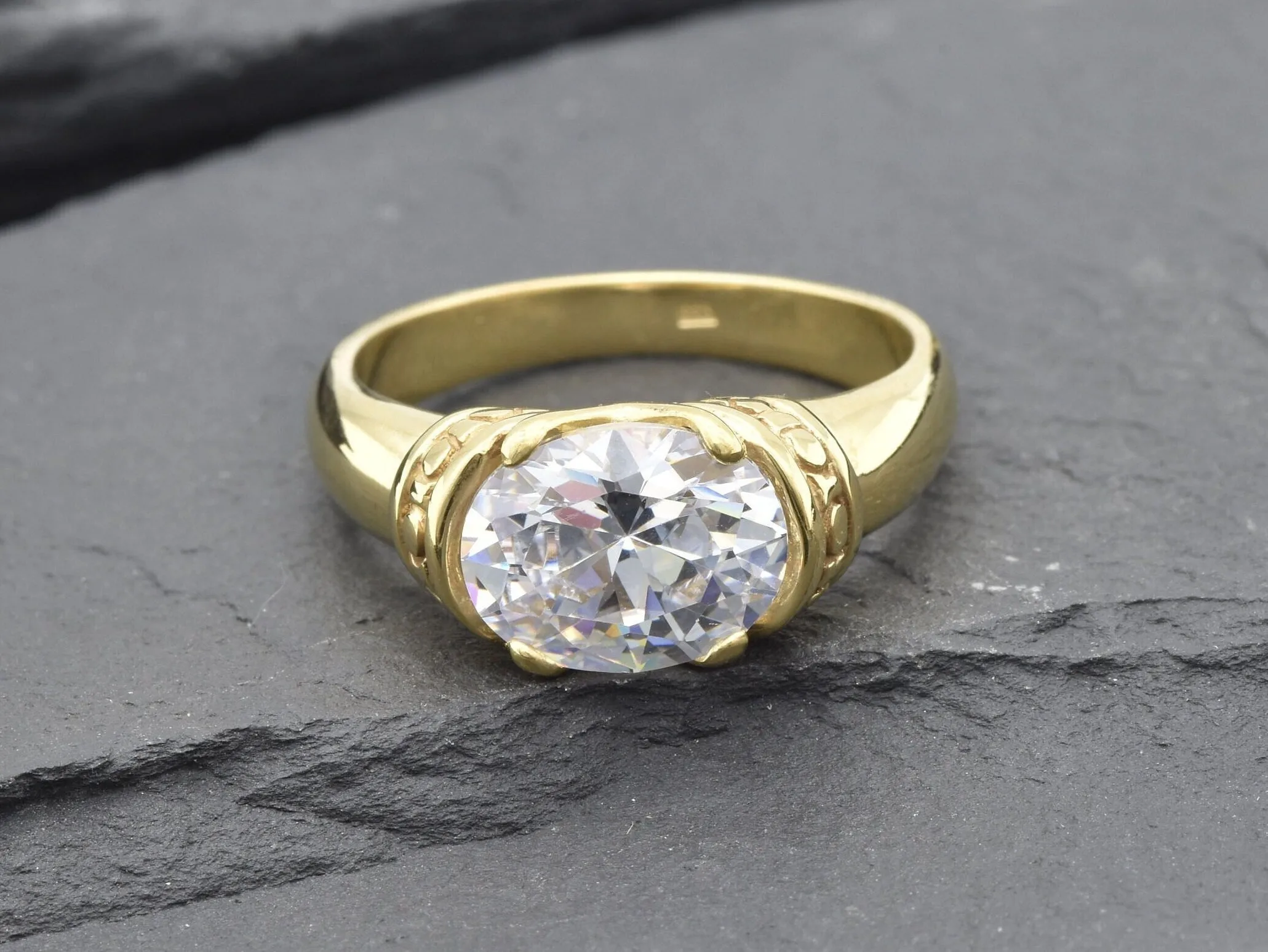 Gold Diamond Ring - Sparkly Tribal Ring - Vintage Boho Ring