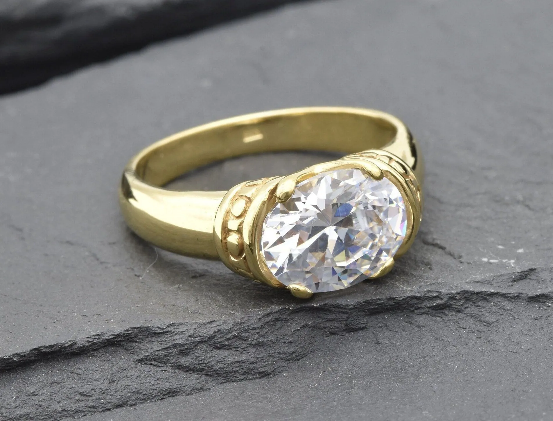 Gold Diamond Ring - Sparkly Tribal Ring - Vintage Boho Ring