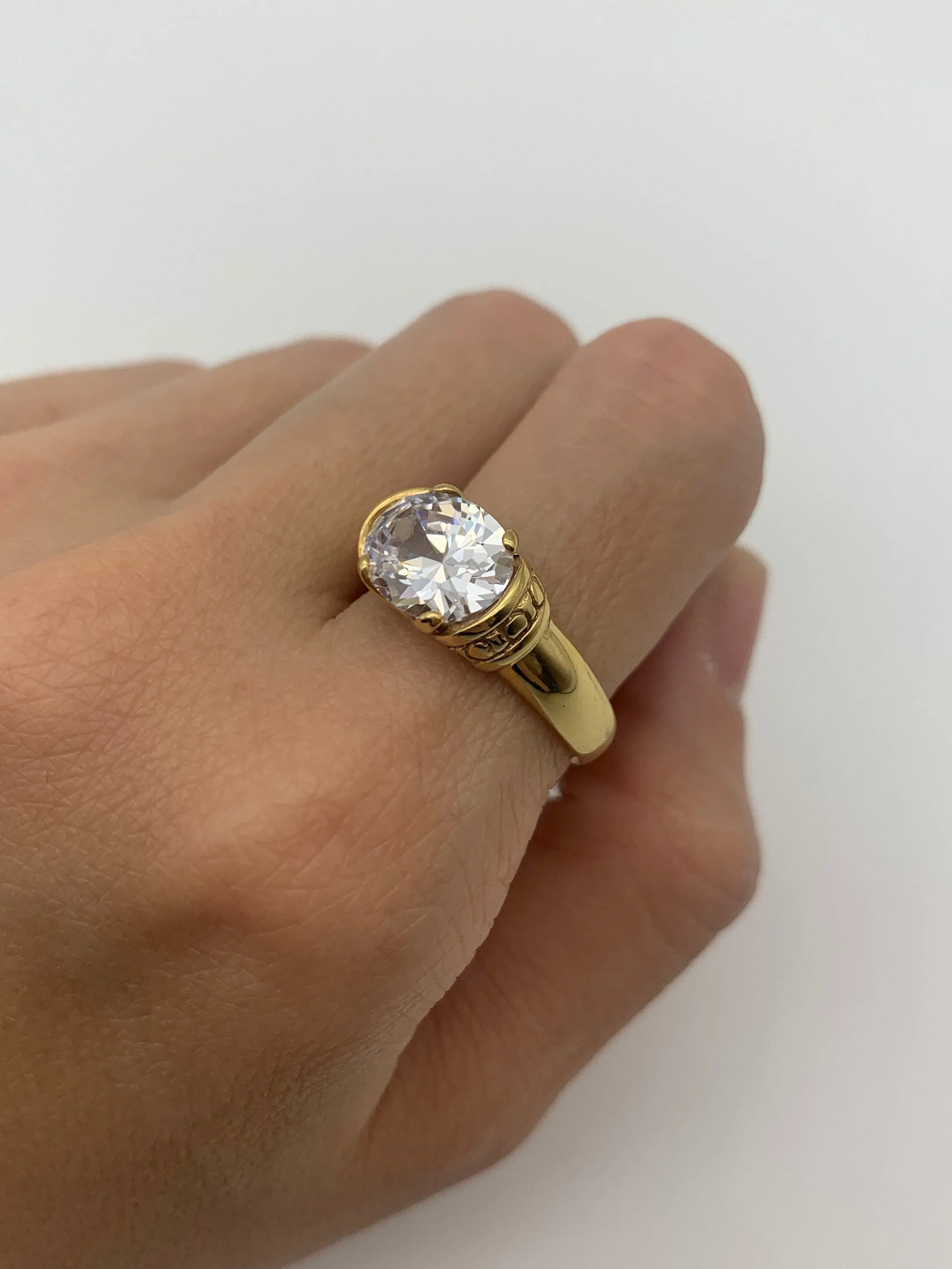 Gold Diamond Ring - Sparkly Tribal Ring - Vintage Boho Ring