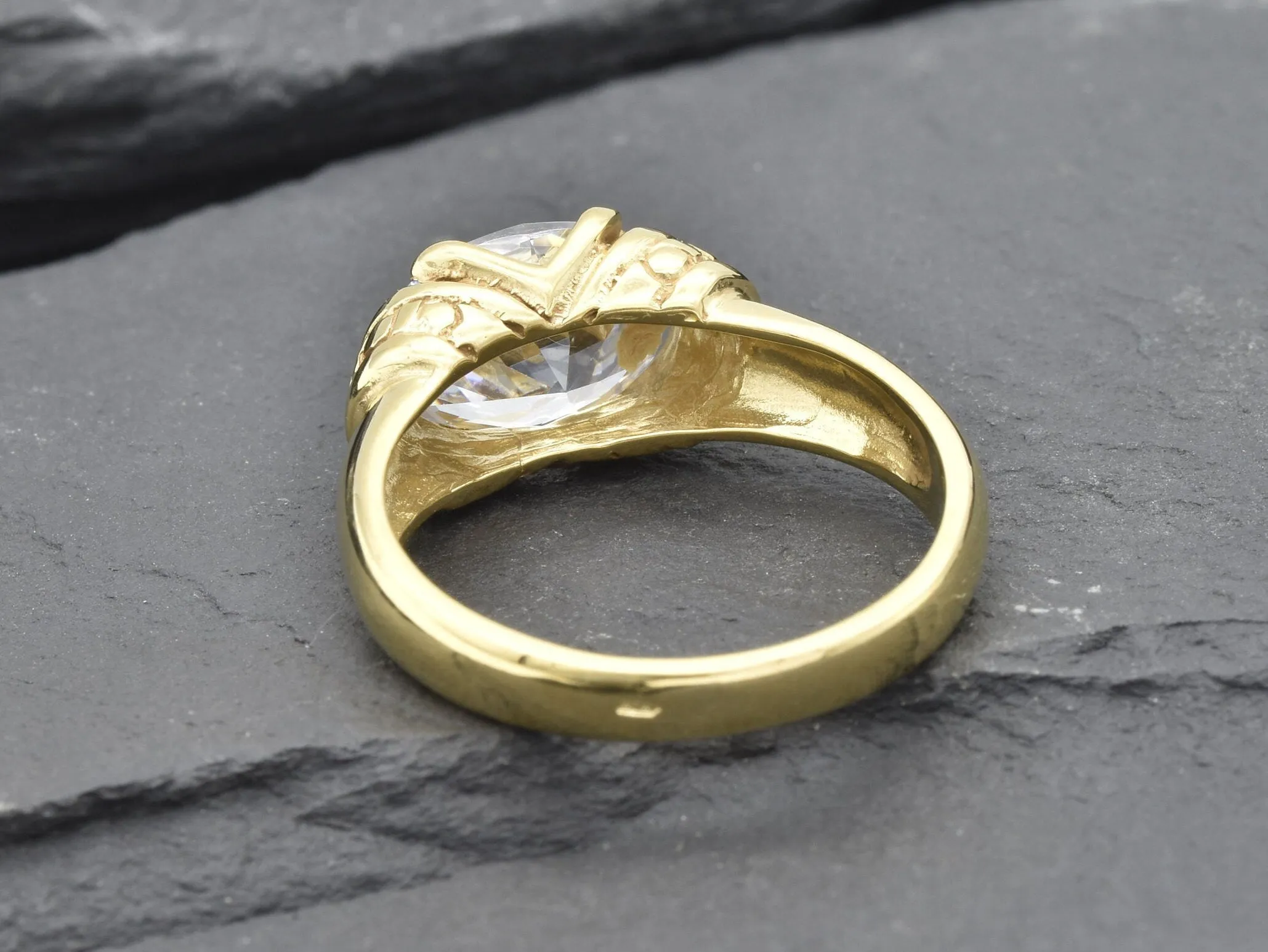 Gold Diamond Ring - Sparkly Tribal Ring - Vintage Boho Ring