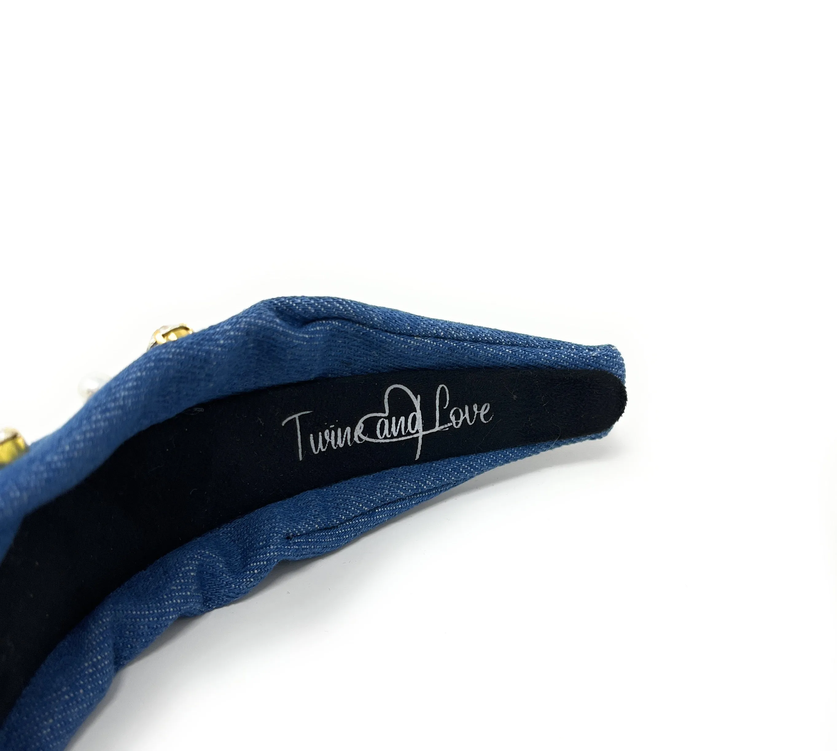 Hand Embellished Denim Knotted Headband