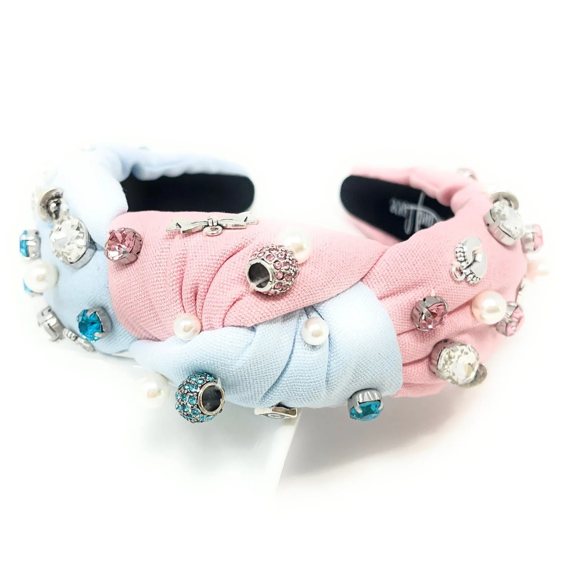 Hand Sewn Baby Shower Jeweled Knot Headband