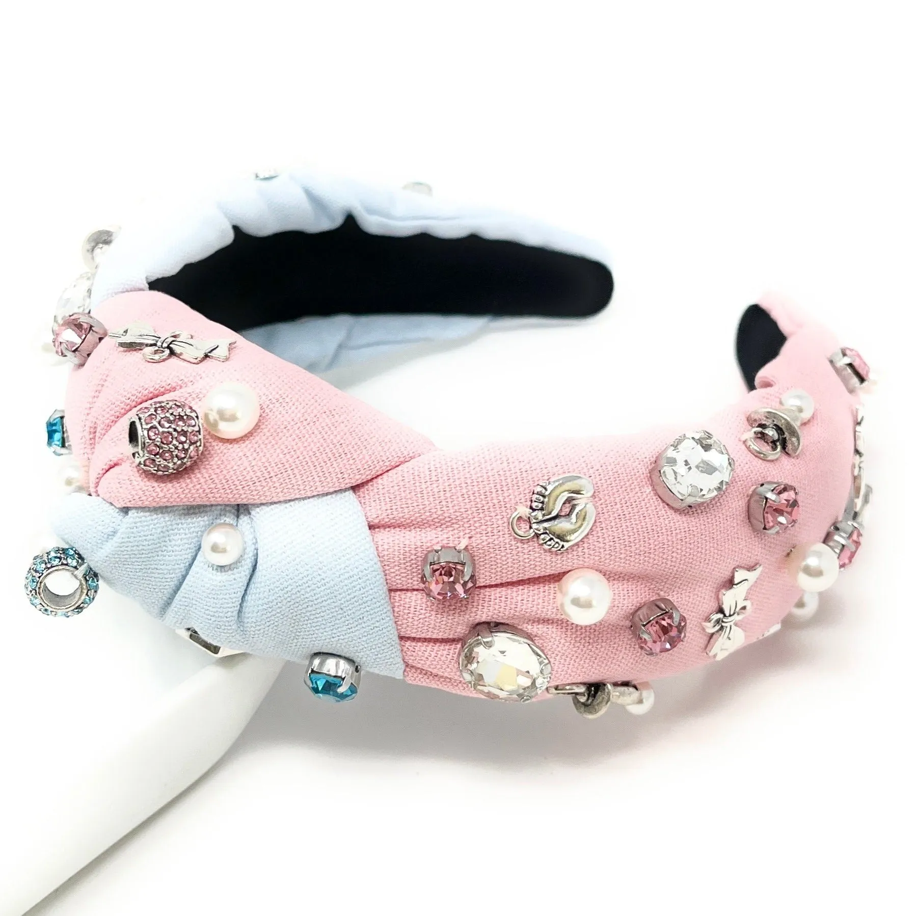 Hand Sewn Baby Shower Jeweled Knot Headband
