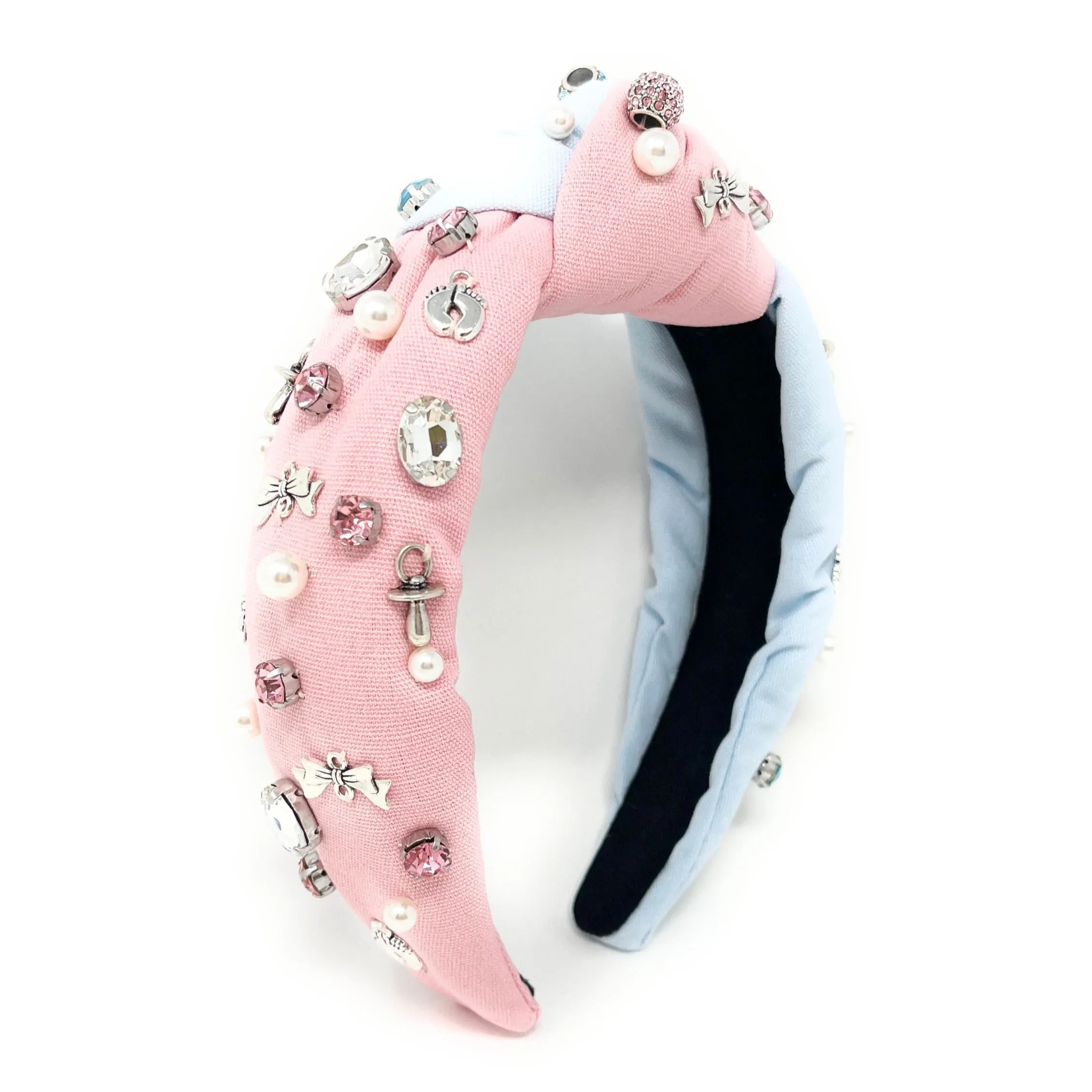 Hand Sewn Baby Shower Jeweled Knot Headband