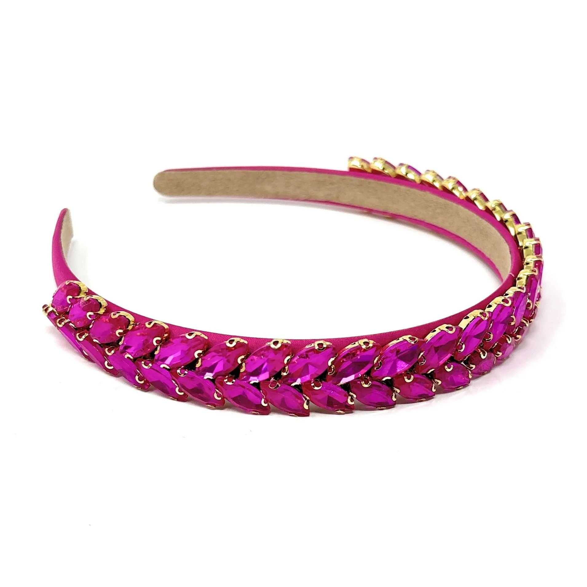Leah Fuchsia Embellished Baroque Headband