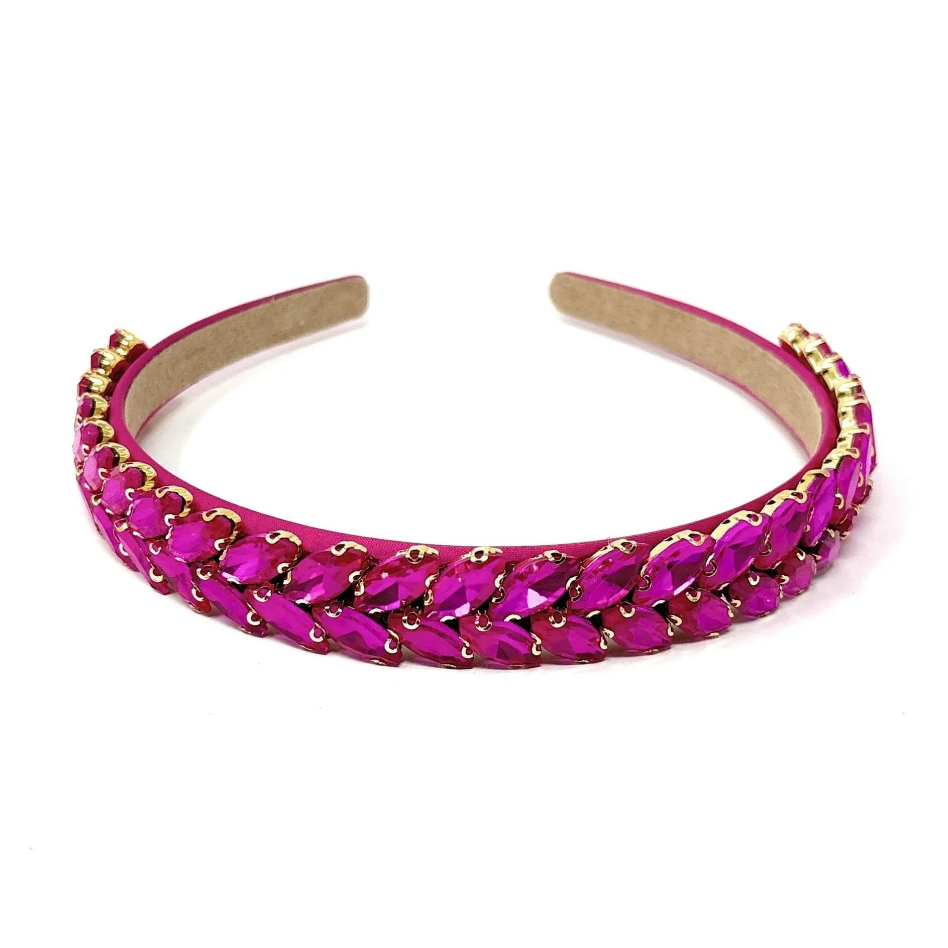 Leah Fuchsia Embellished Baroque Headband