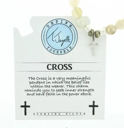 Moonstone Bracelet with Sterling Silver Cross Charm