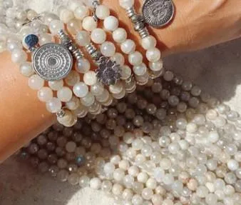 Moonstone Bracelet with Sterling Silver Cross Charm