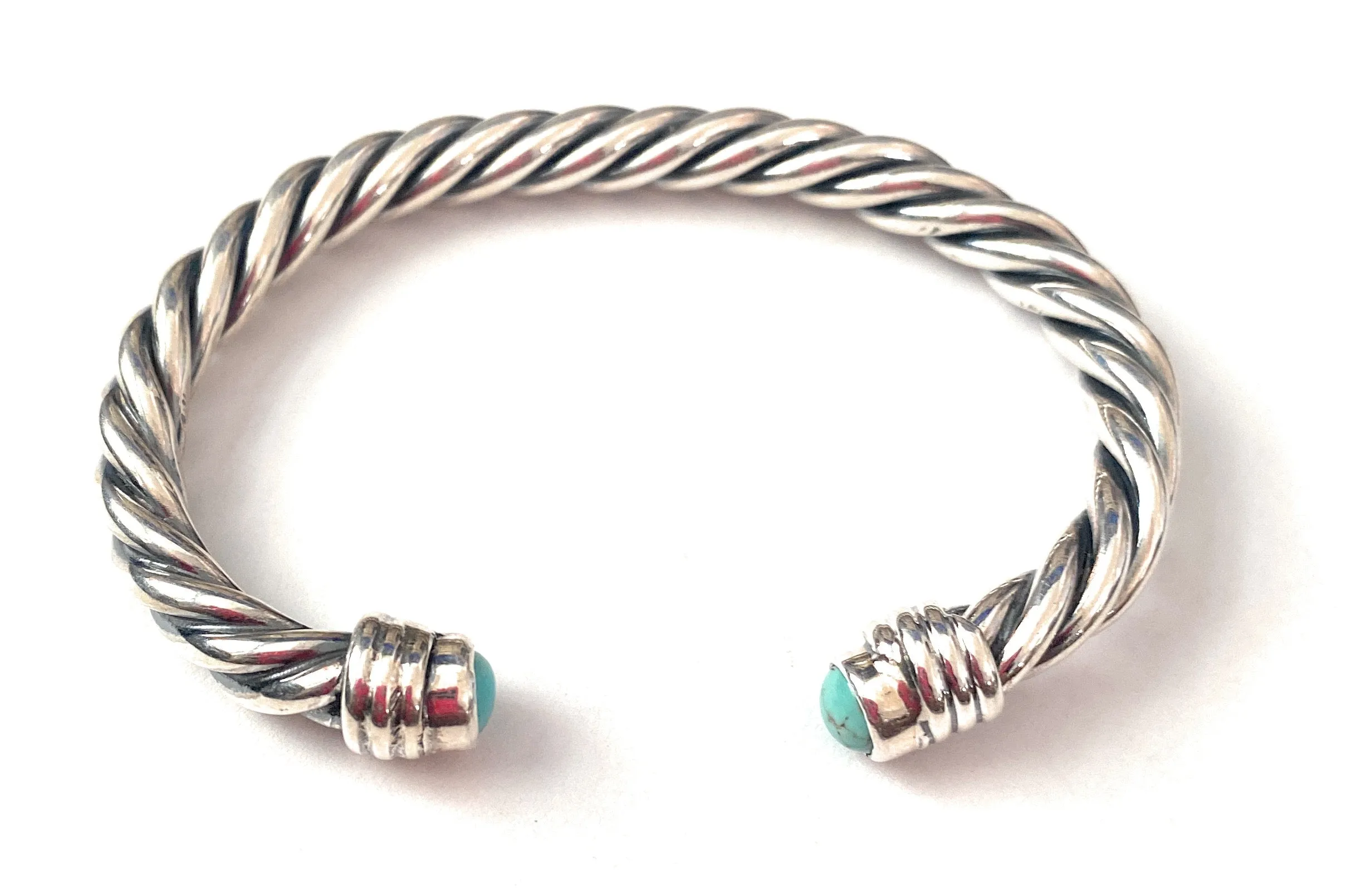 Navajo Turquoise & Sterling Silver Twisted Floating Cuff Bracelet