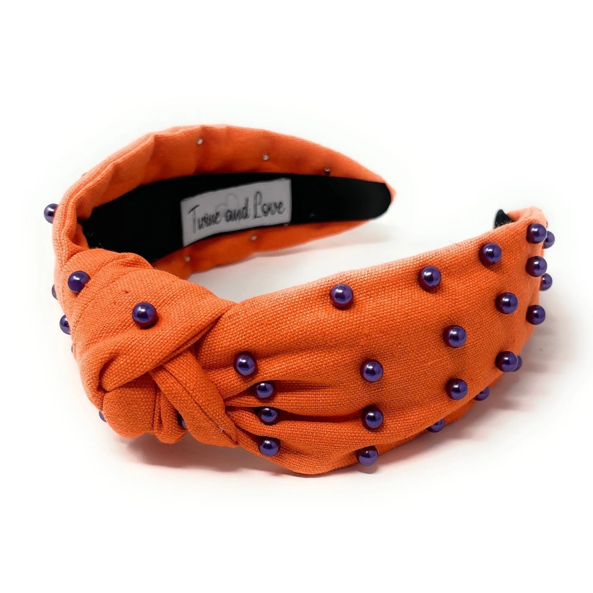 Orange Purple Pearl Knot Headband