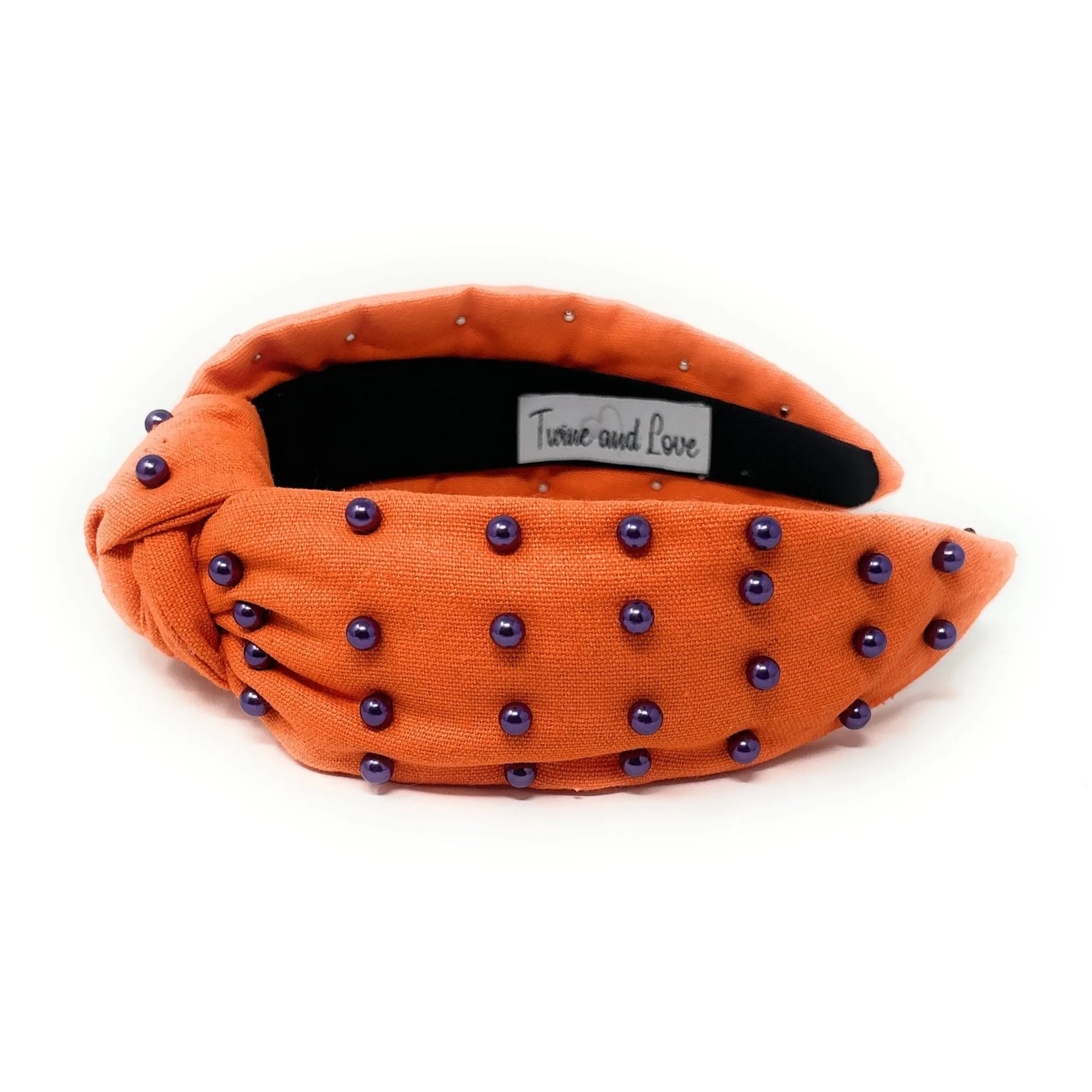 Orange Purple Pearl Knot Headband