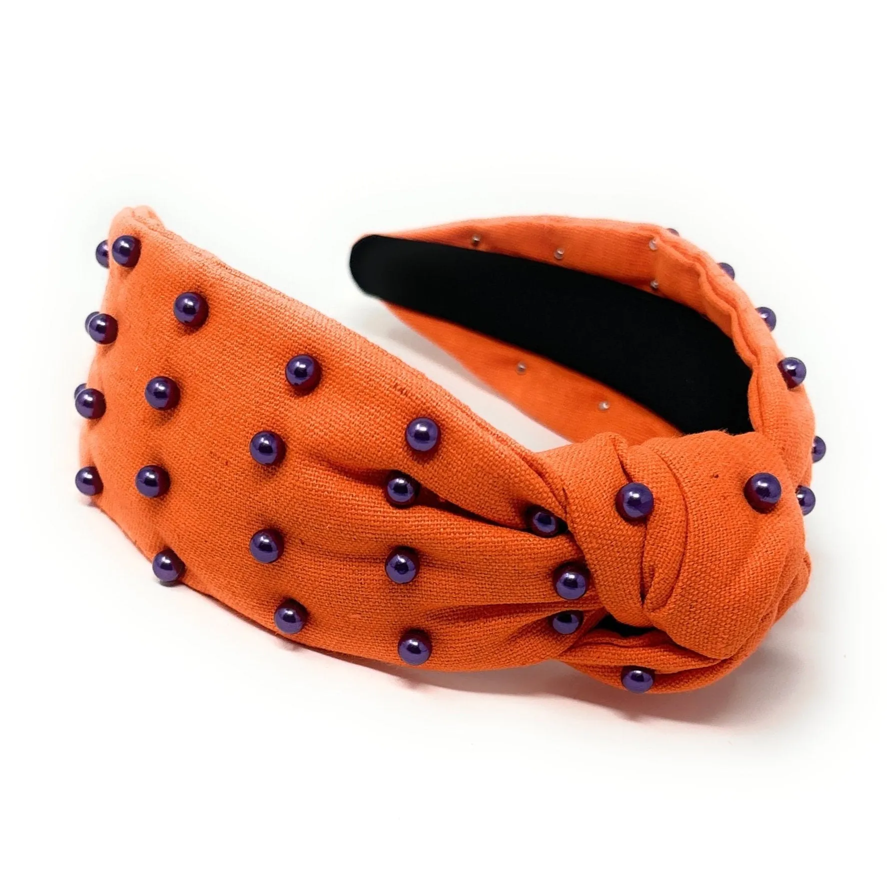 Orange Purple Pearl Knot Headband