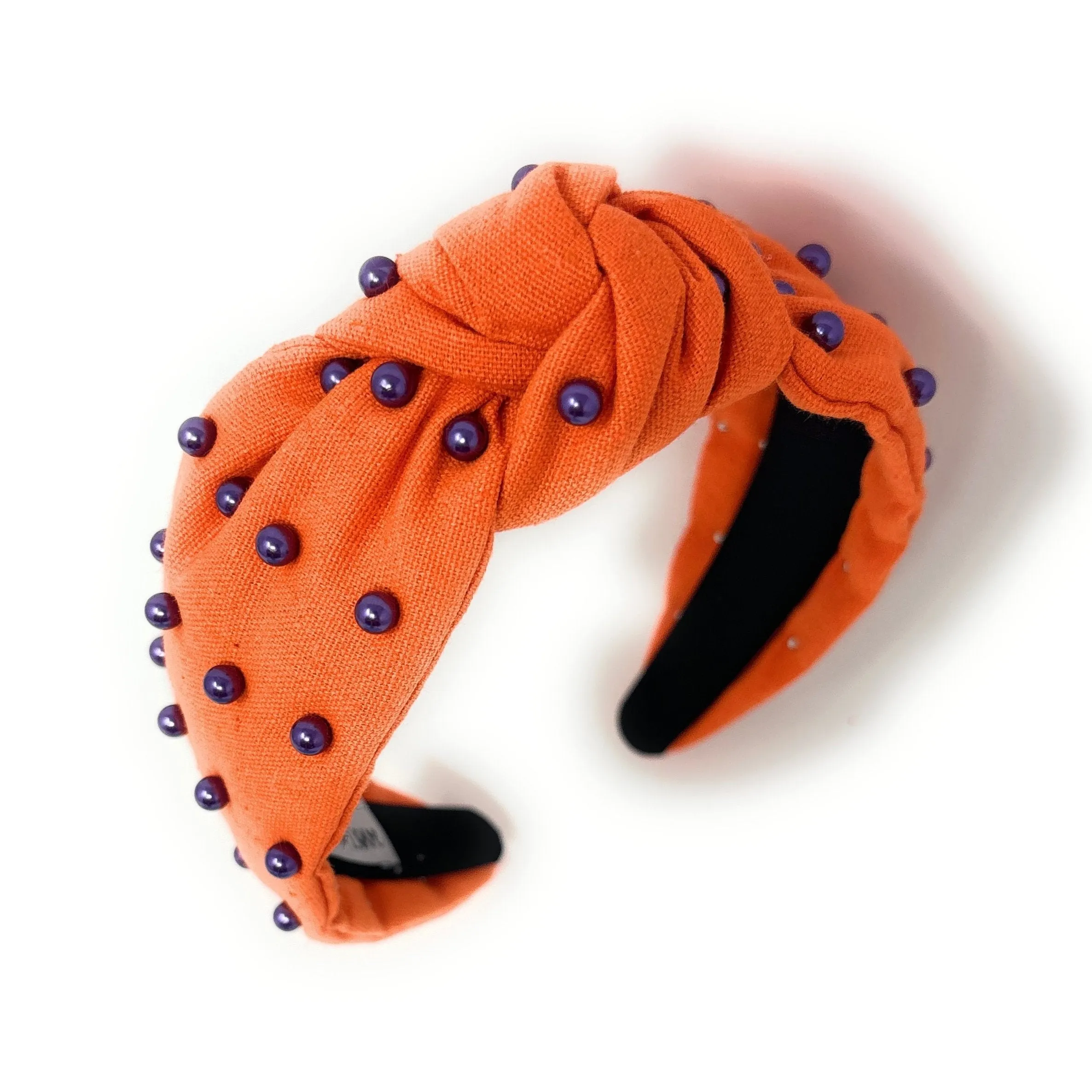Orange Purple Pearl Knot Headband