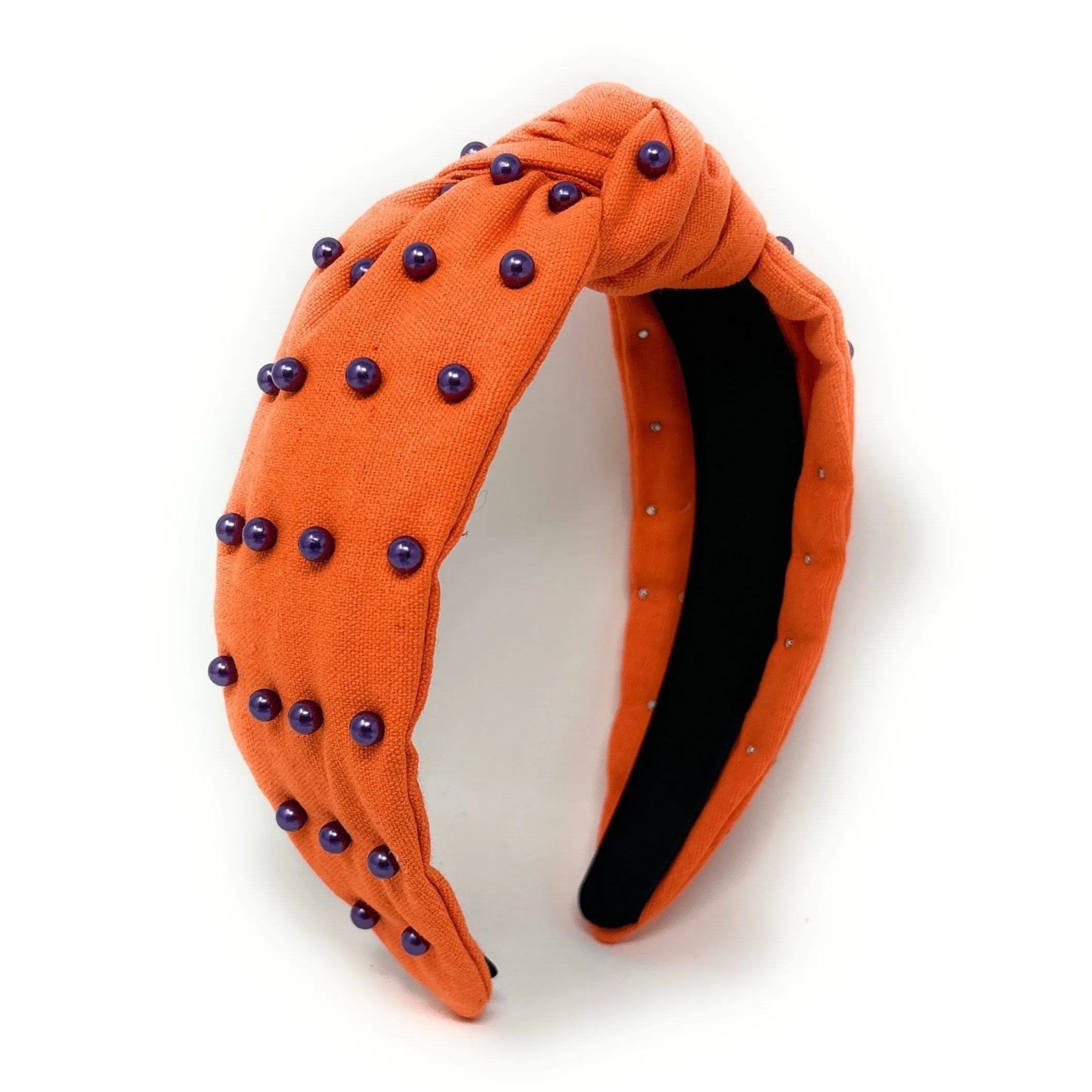 Orange Purple Pearl Knot Headband