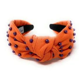 Orange Purple Pearl Knot Headband