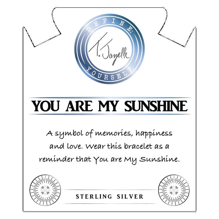 Peach Moonstone Stone Bracelet with You Are My Sunshine Silver Charm