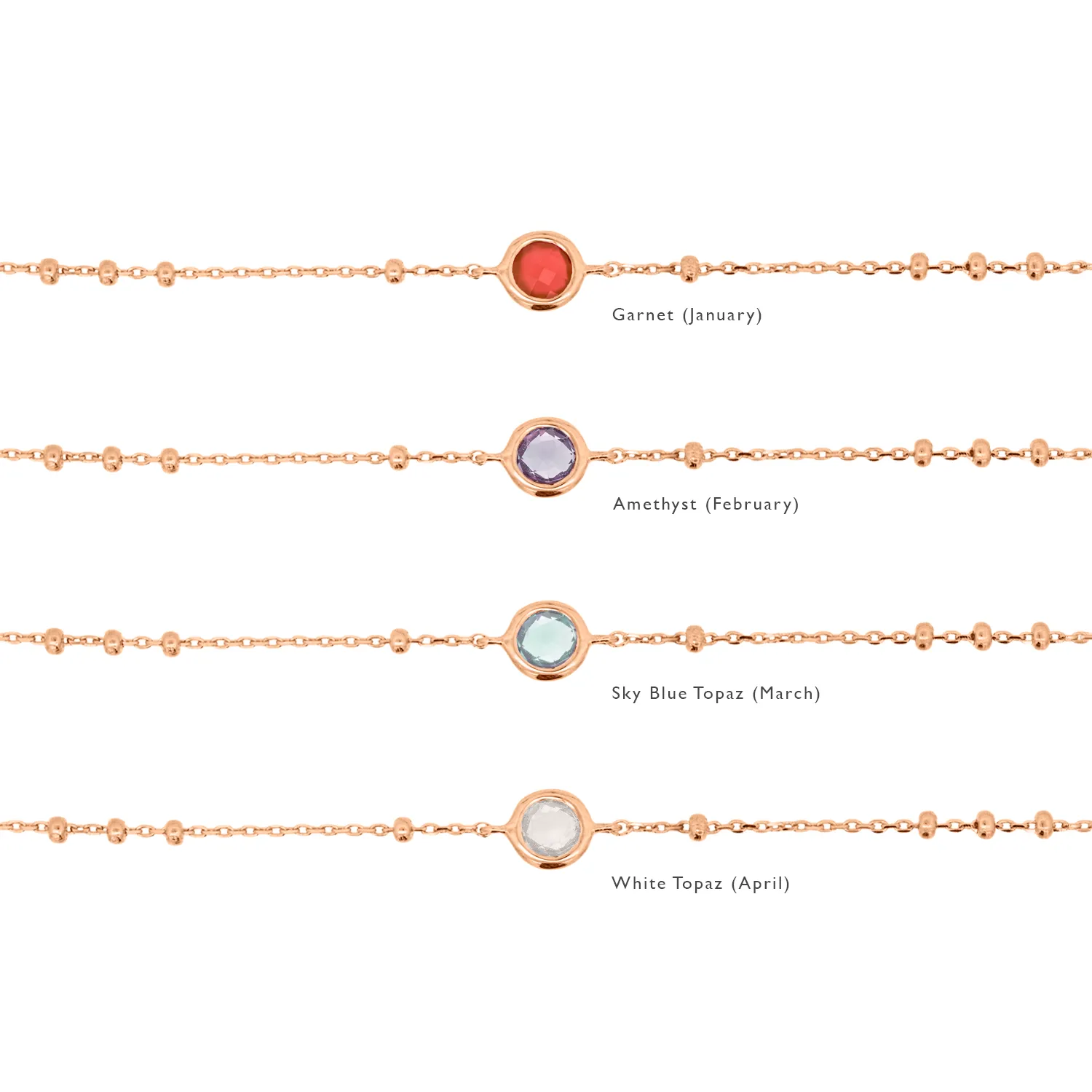 Rose Gold Birthstone Bracelet