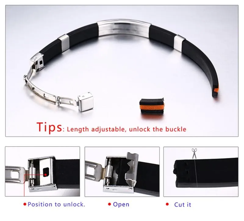 Sailor's Adjustable Stainless Steel Silicone Bracelet