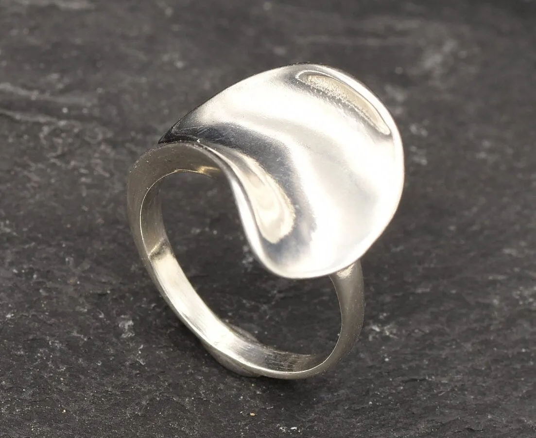 Silver Wave Ring - Silver Abstract Ring - Unique Statement Ring