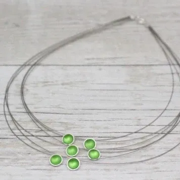 Six Strand Small Disc Enamel Necklace
