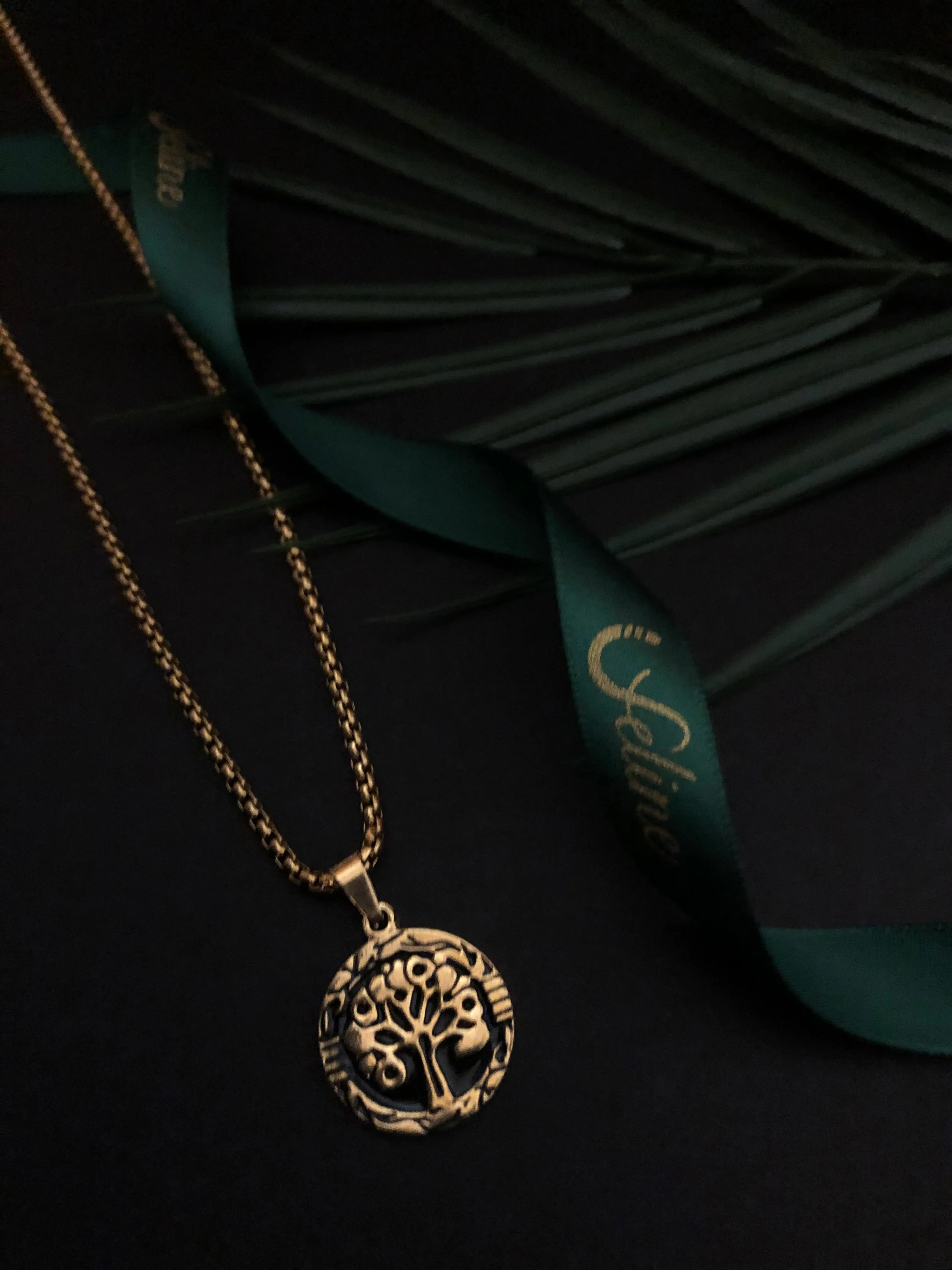 Tree Of Life Black Enamel Necklace