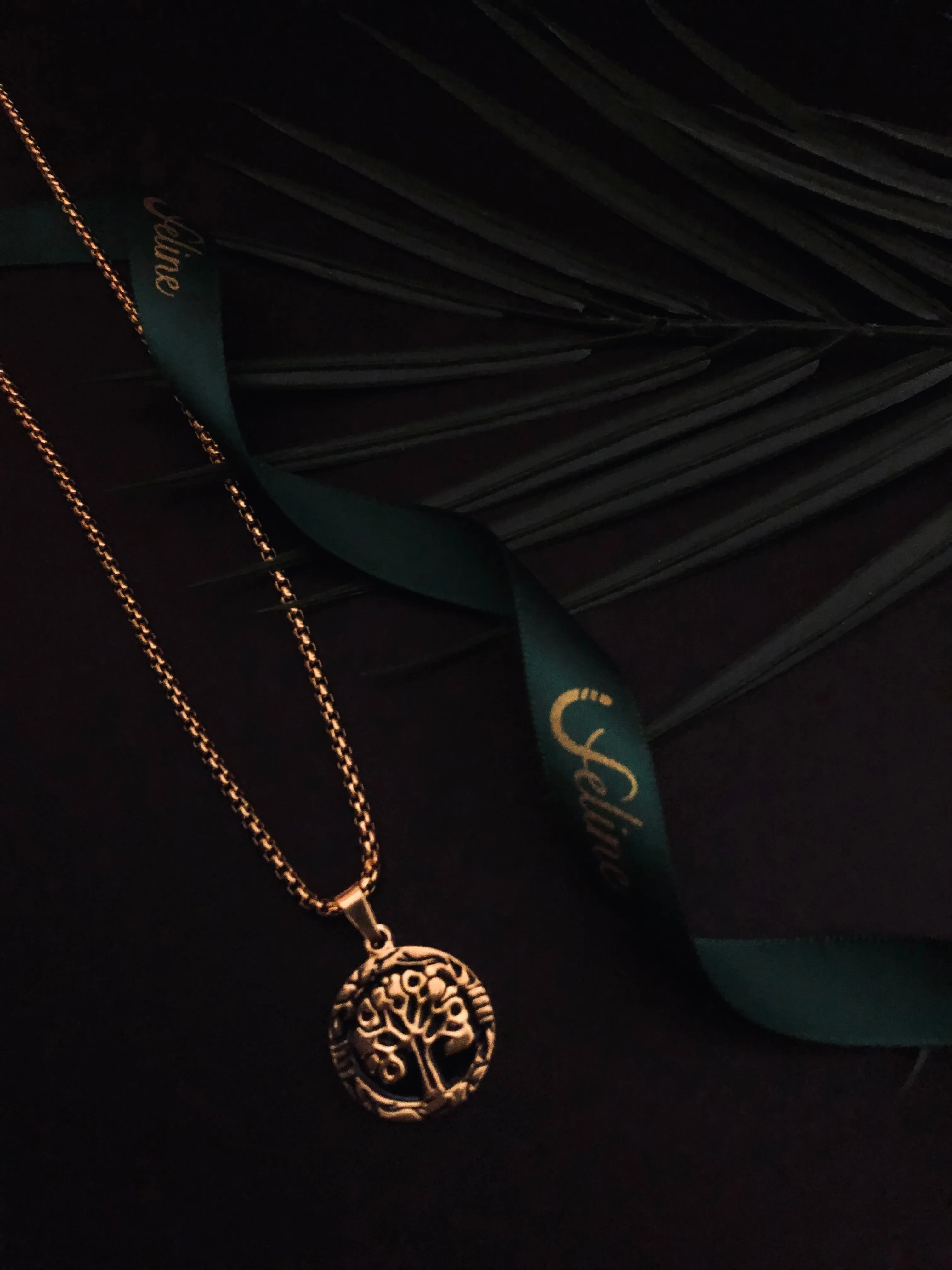 Tree Of Life Black Enamel Necklace