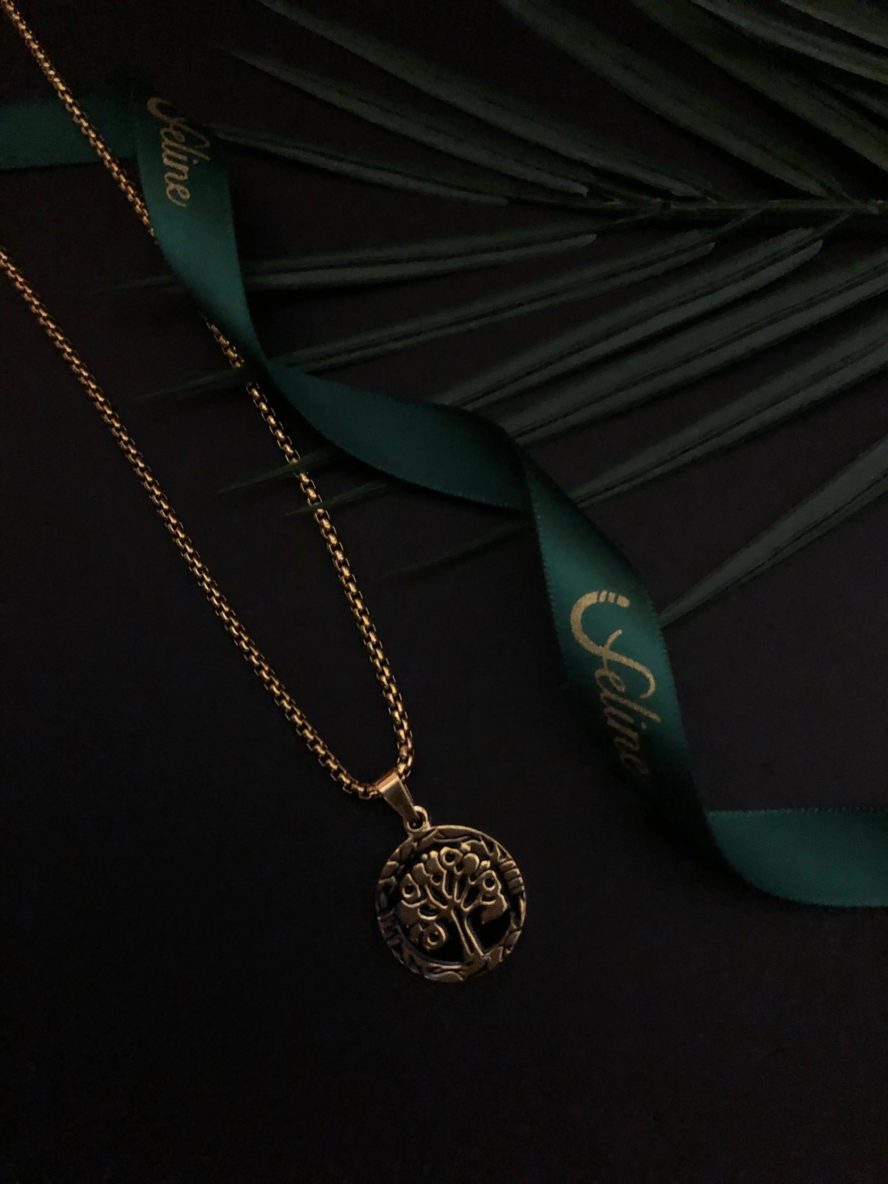 Tree Of Life Black Enamel Necklace