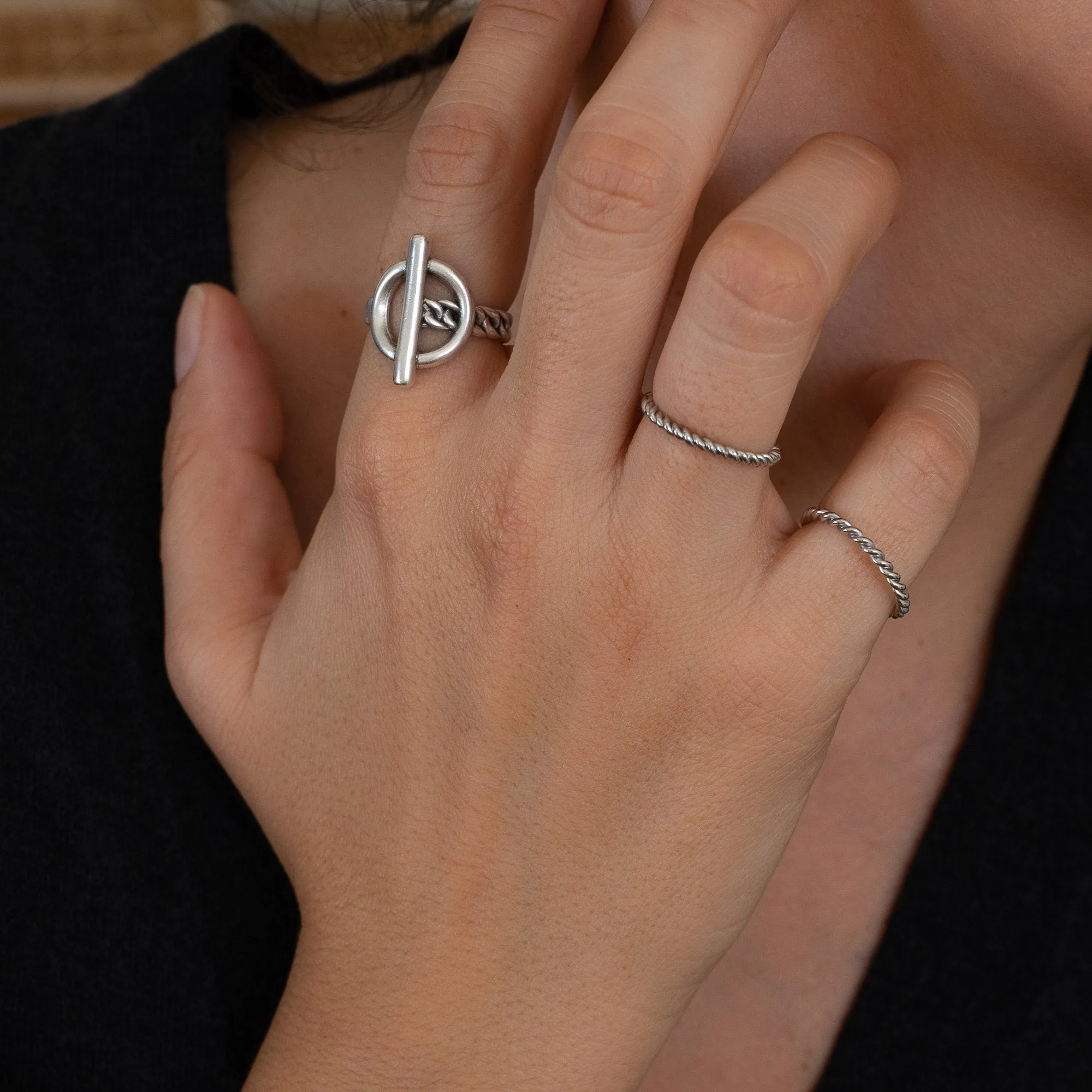 Twisted Rope Ring - Stainless Steel Braided Boho Modern Design