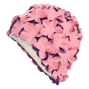Vintage Style Pink Purple Flower Petal Swimming Hat by Fashy