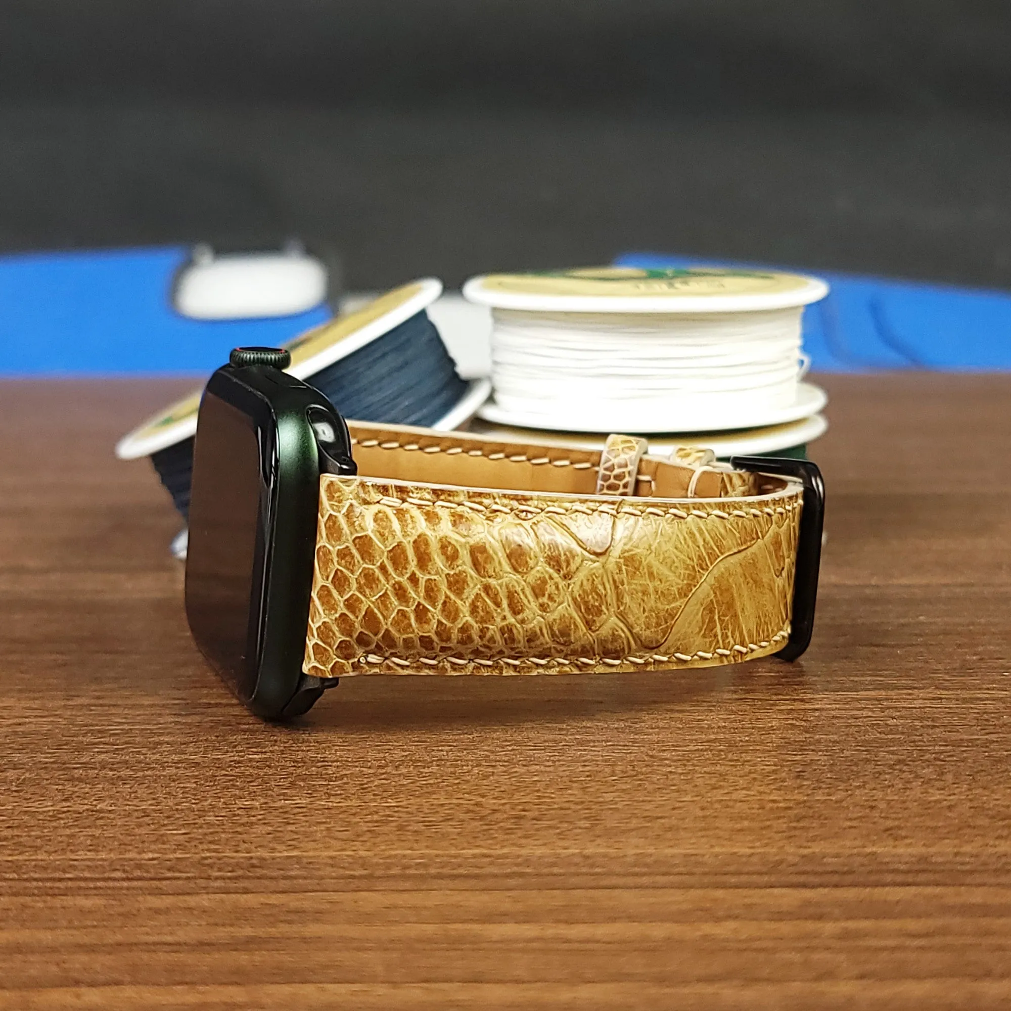 Yellow Genuine Ostrich Leather Apple Watch Bands